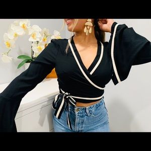SOLD Forever 21 Wrap Shirt Black and White Large